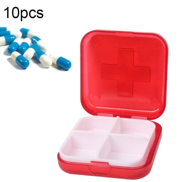 Scatola porta medicinali portatile in plastica con 4 scomparti, 2 pezzi Scatola porta medicinali portatile in plastica con 4 scomparti, 2 pezzi